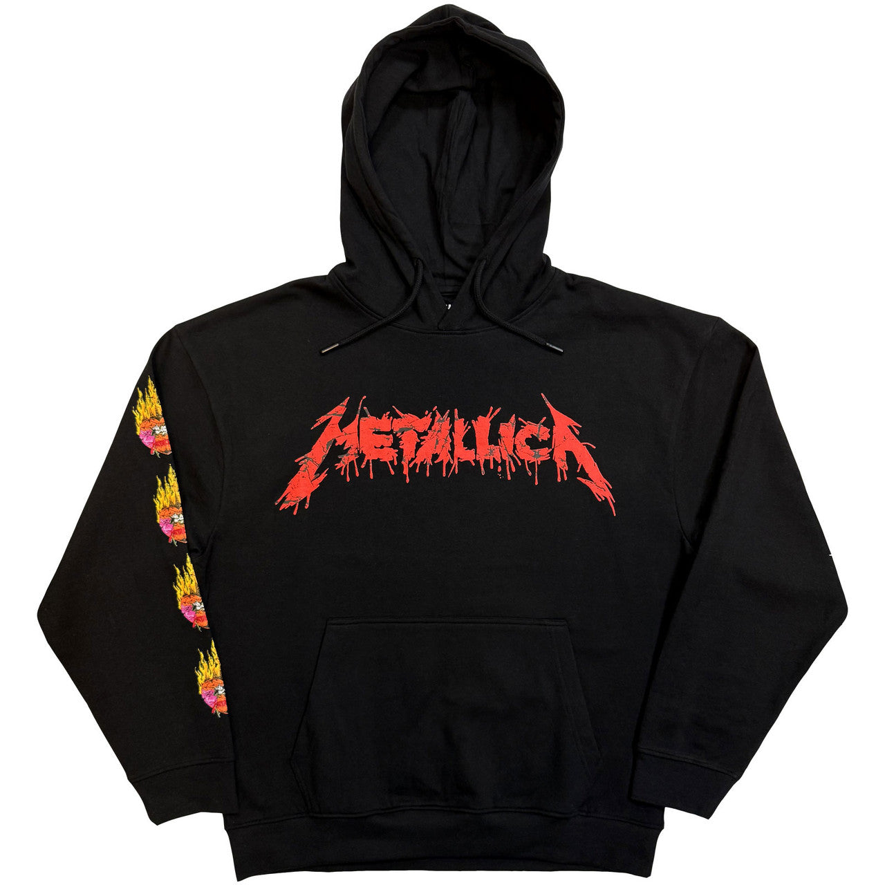 Lizensierter Pullover Metallica Flower Skull Band-Hoodie mit bunten Prints auf Ärmel und Vorder-/Rückseite