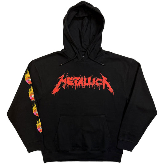 Lizensierter Pullover Metallica Flower Skull Band-Hoodie mit bunten Prints auf Ärmel und Vorder-/Rückseite