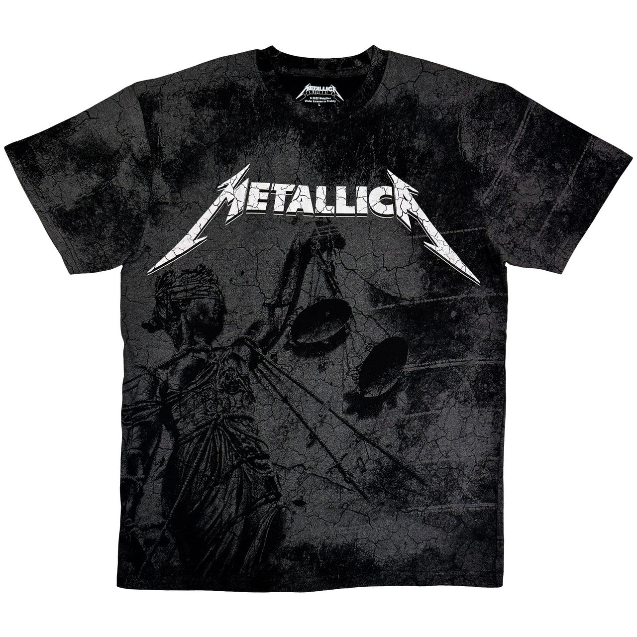 Lizensiertes Metallica Justice Wash Collection Bandshirt in Batik-Optik mit Backprint