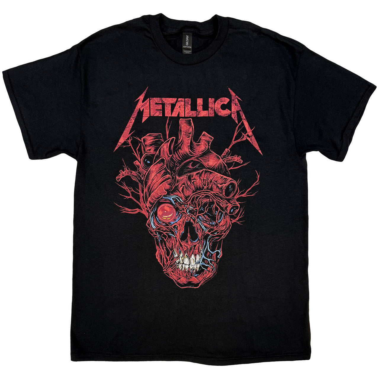 Lizensiertes Metallica Heart Skull Bandshirt mit rotem Totenkopfprint