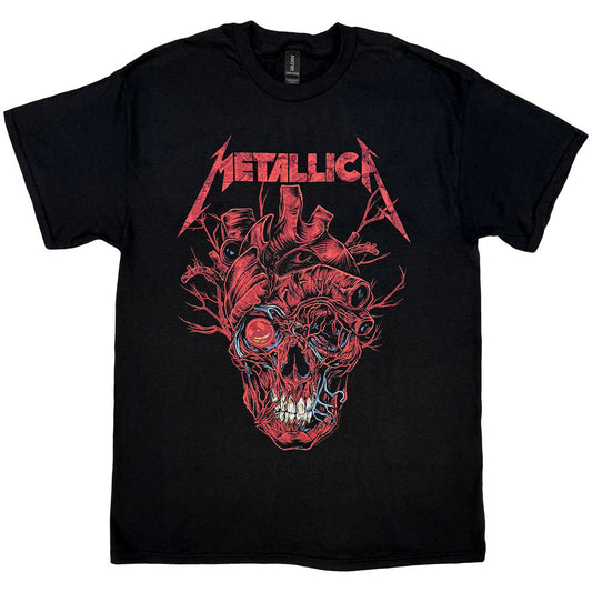 Lizensiertes Metallica Heart Skull Bandshirt mit rotem Totenkopfprint
