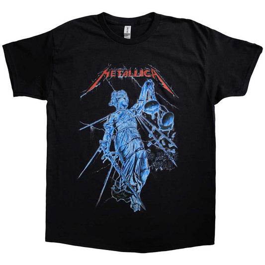 Lizensiertes Metallica Blue Justice Bandshirt mit blauem 'Justice For All'-Albumcoverprint