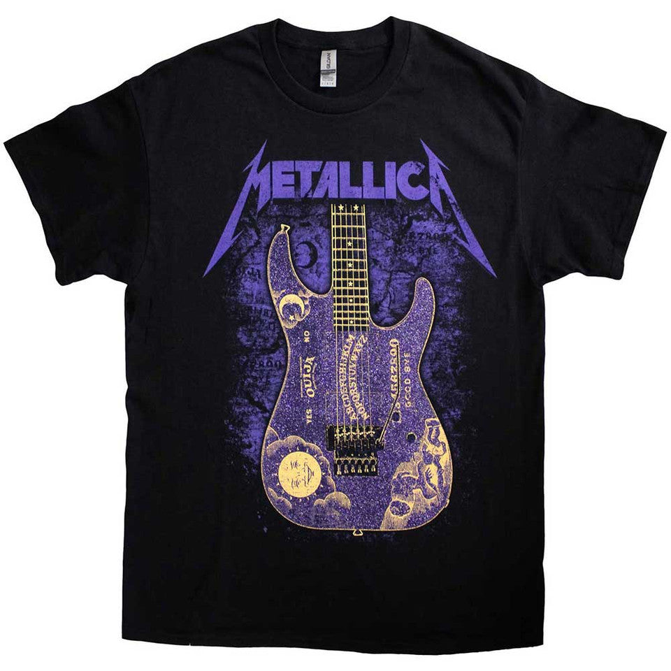 Lizensiertes Metallica Ouija Purple Bandshirt mit lilafarbenem Gitarrenprint