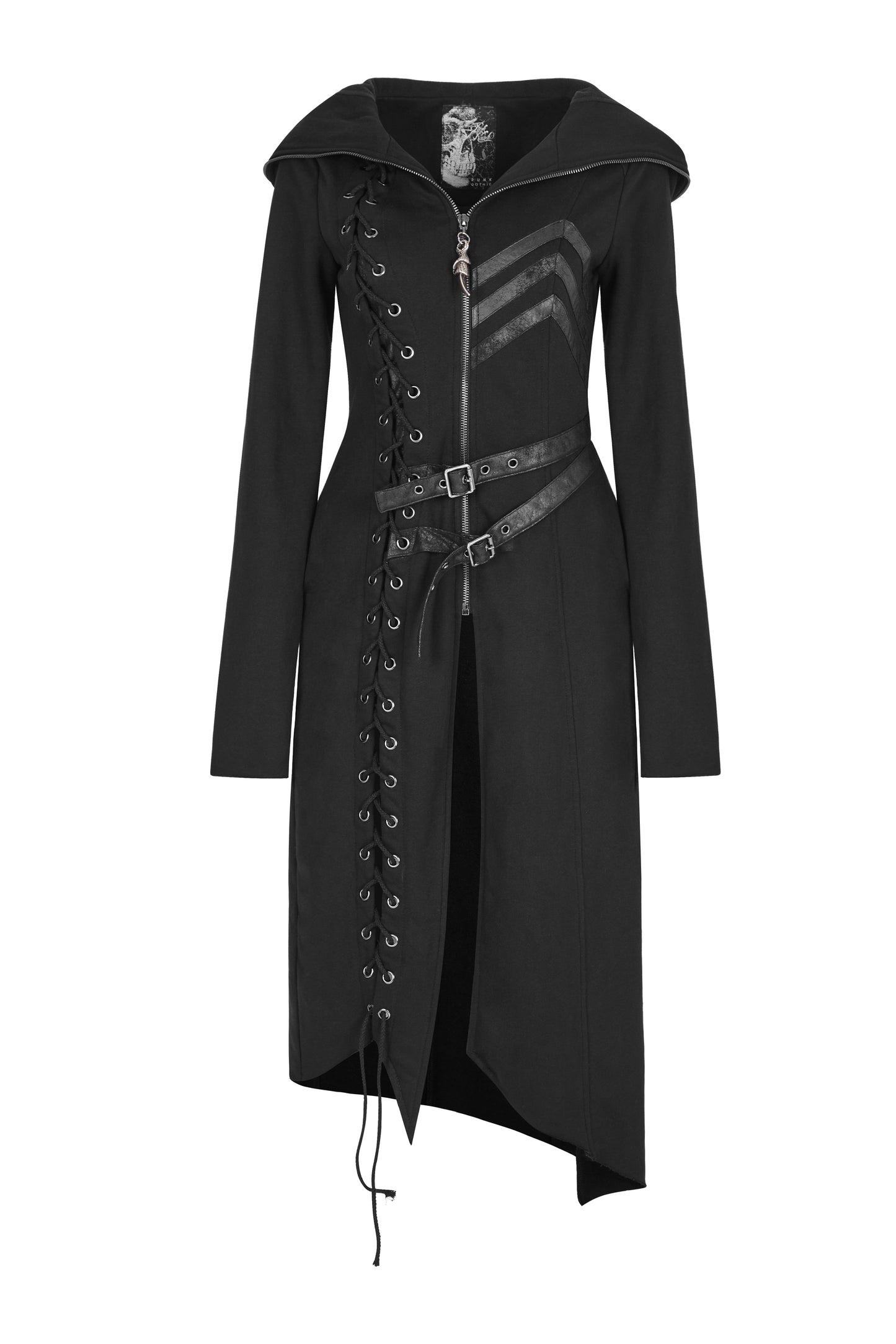 Schwarzer Damenmantel RESIDENT EVIL COAT im Industrial- und postapokalyptischen Gothic-Stil von Punk Rave