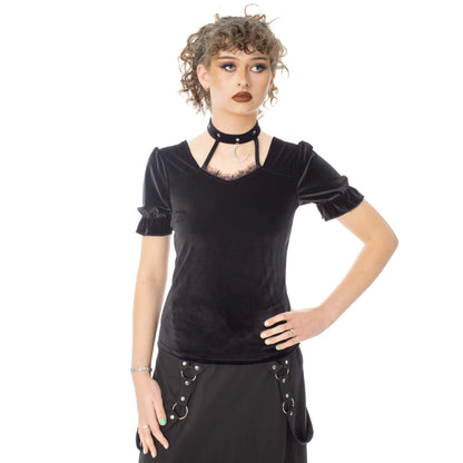Schwarzes Oberteil MIDNIGHT TOP Black mit Mondanhänger von Poizen Industries