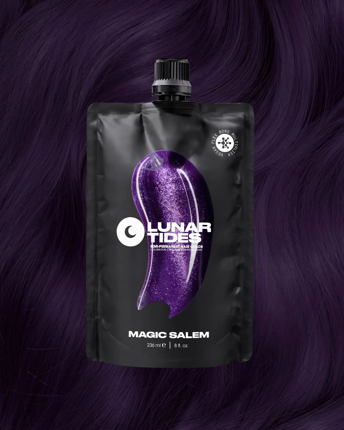 semi-permanente Haartönung Magic Salem in dem Farbton Dunkellila von Lunar Tides