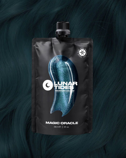 semi-permanente Haartönung Magic Oracle in dem Farbton dunkles Petrol mit schwarzen Untertönen von Lunar Tides