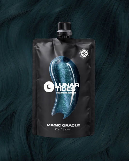 semi-permanente Haartönung Magic Oracle in dem Farbton dunkles Petrol mit schwarzen Untertönen von Lunar Tides