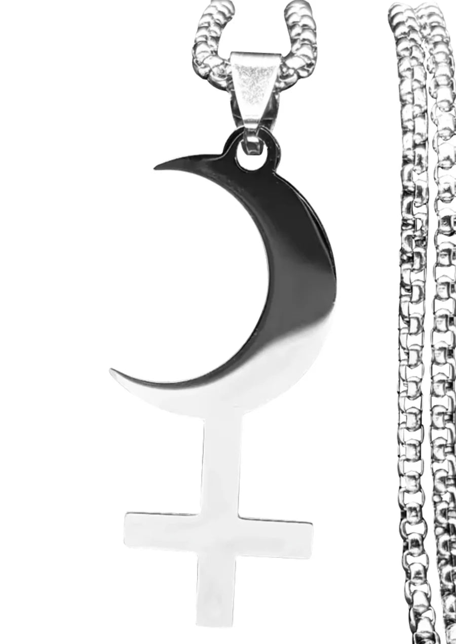 Silberfarbende Kette MOON CROSS NECKLACE von EASURE