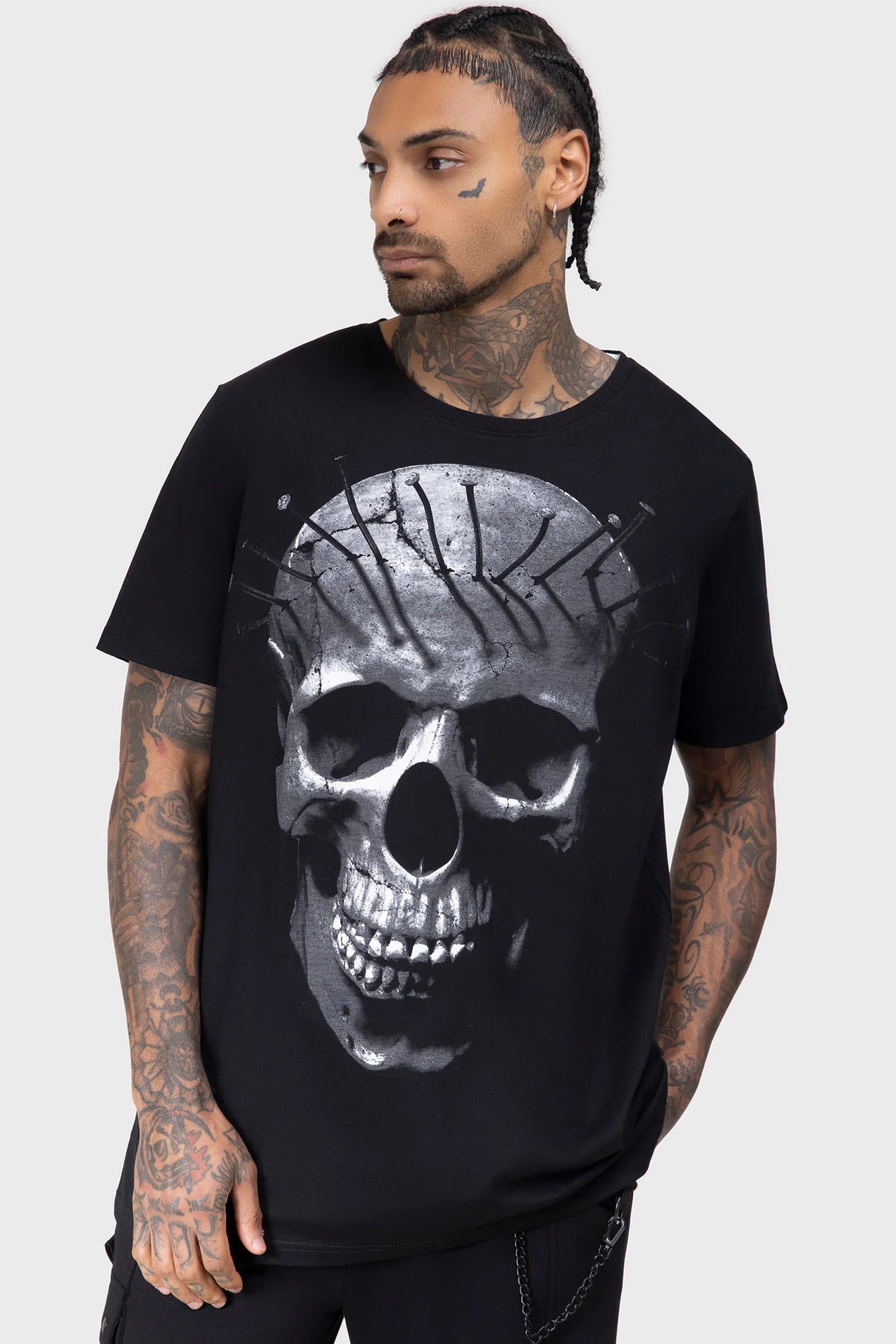 Schwarzes, kurzärmliges Oberteil MOONLIT REAPER T-SHIRT mit Totenkopfprint von Killstar