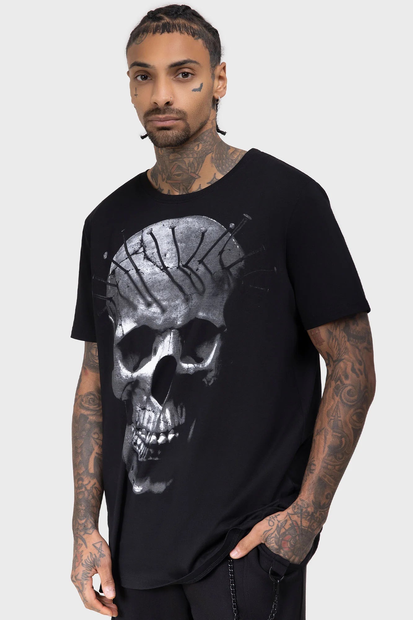 Schwarzes, kurzärmliges Oberteil MOONLIT REAPER T-SHIRT mit Totenkopfprint von Killstar