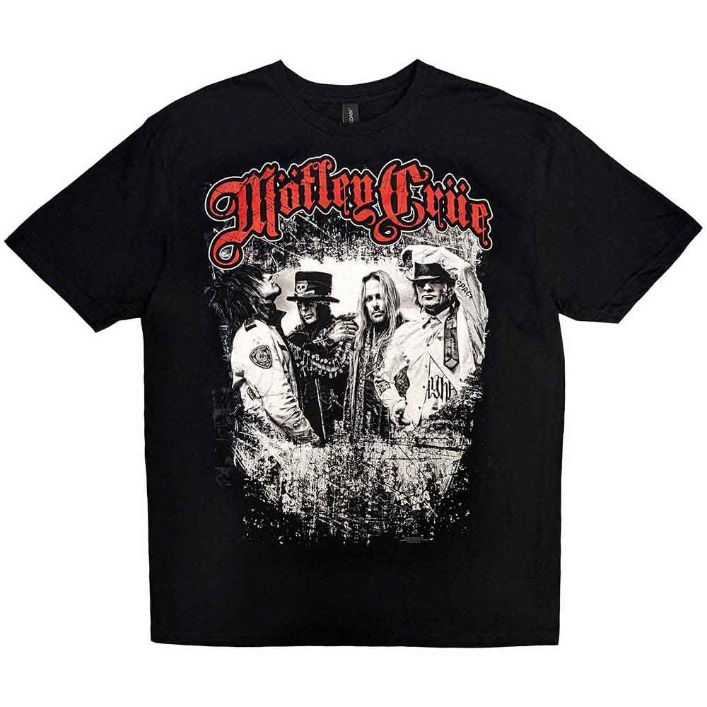 Lizensiertes Motley Crue Greatest Hits Bandshirt mit schwarz-weißem Bandfoto