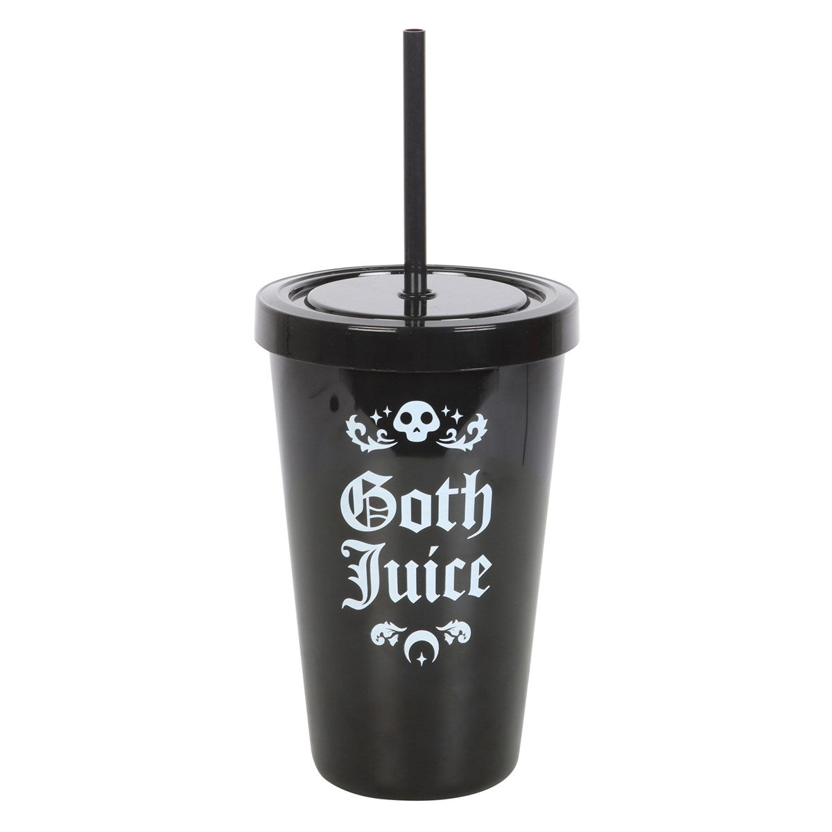 Schwarzer Trinkbecher Goth Juice Plastic Tumbler With Straw