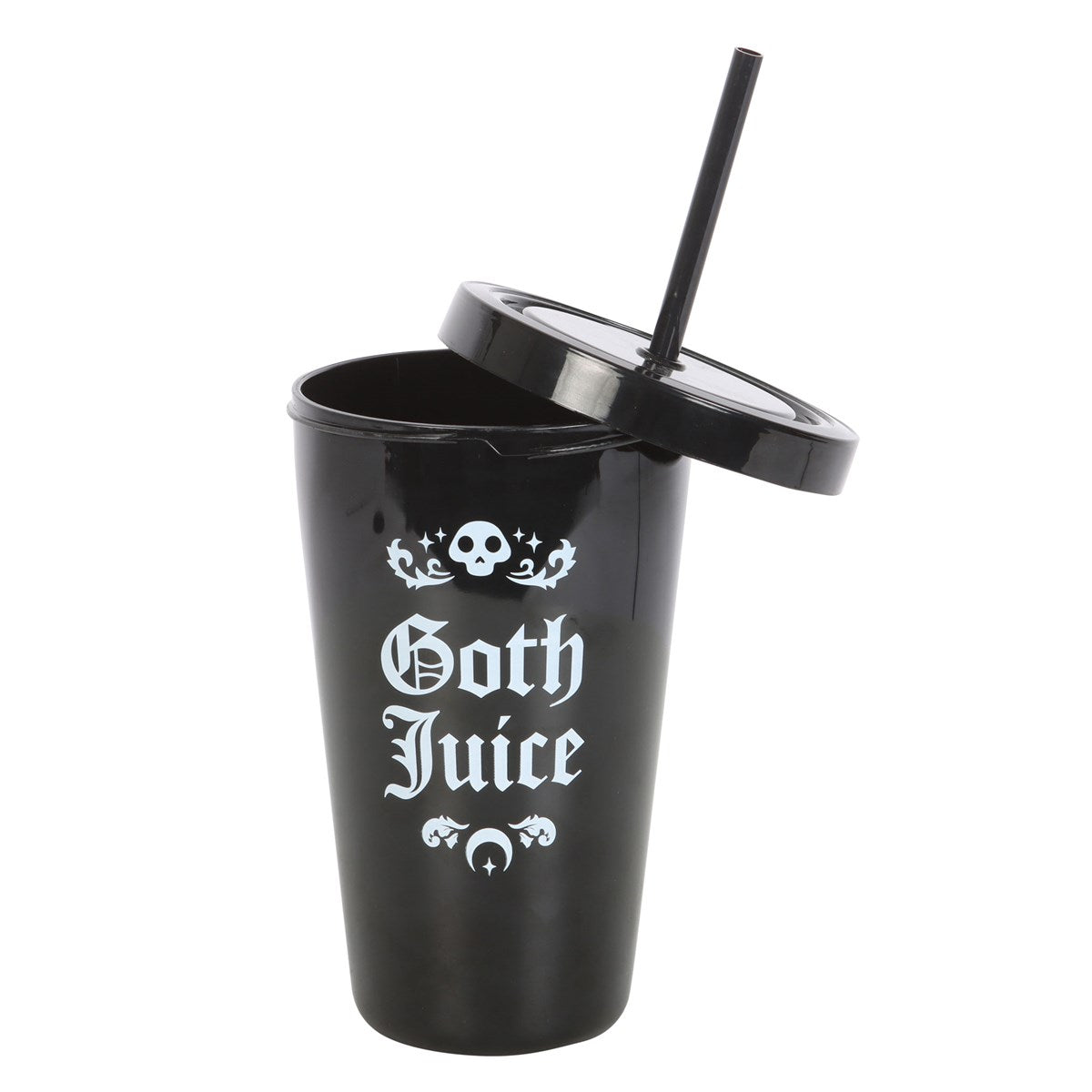 Schwarzer Trinkbecher Goth Juice Plastic Tumbler With Straw