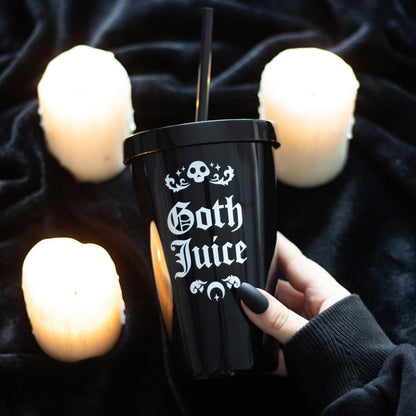 Schwarzer Trinkbecher Goth Juice Plastic Tumbler With Straw