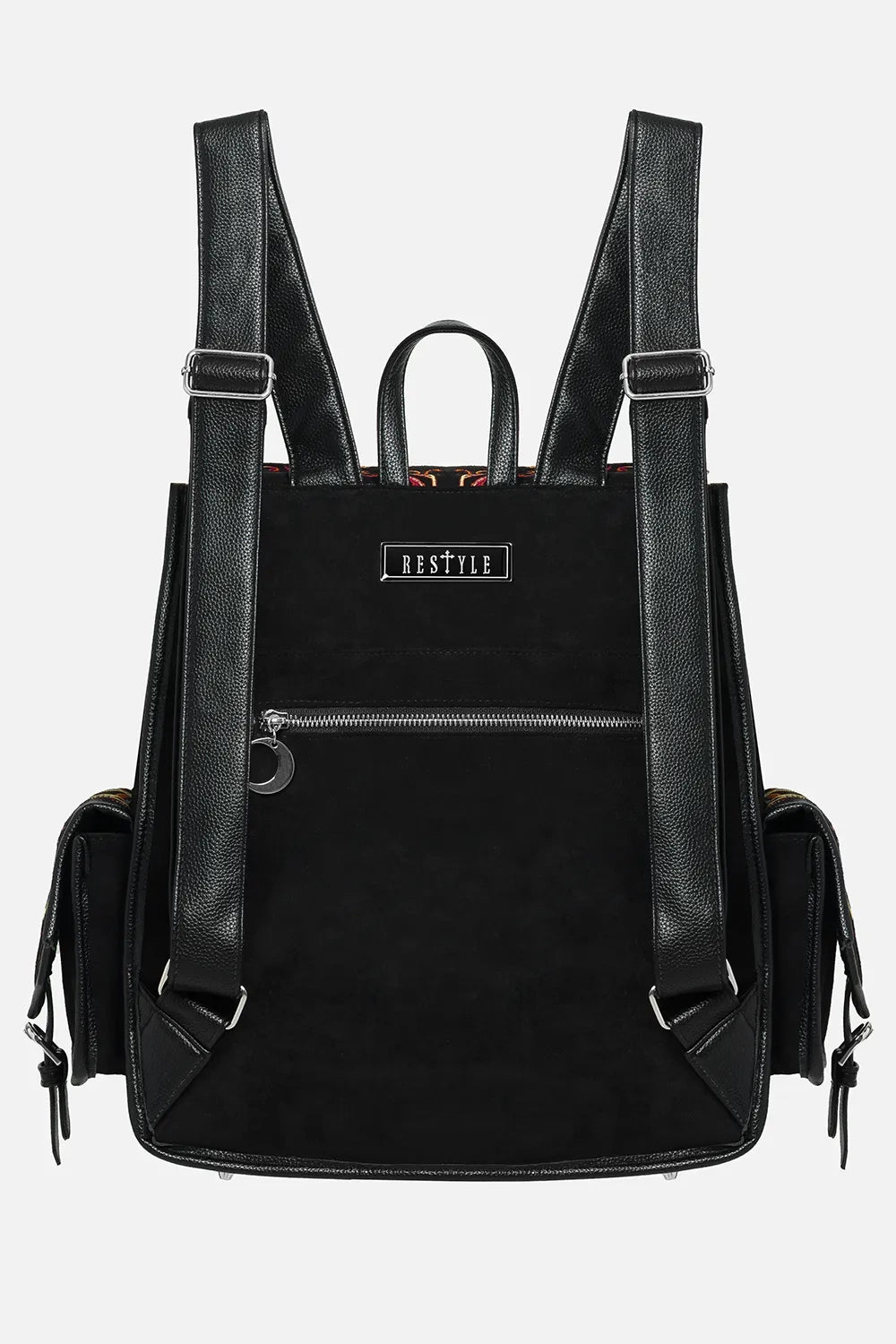 Schwarzer Rucksack MYSTIC FOX BACKPACK mit Fuchsstickerei von Restyle