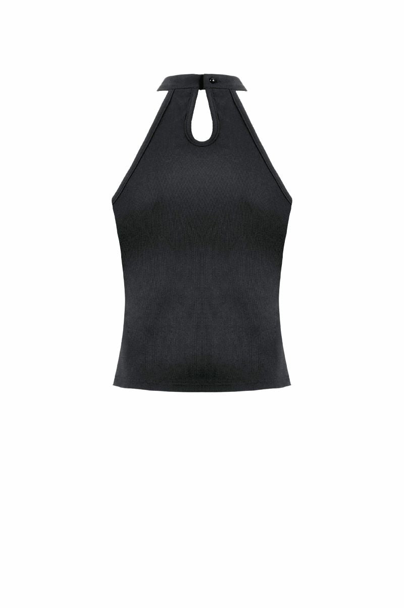 Schwarzes Shirt Machinarium Top mit Netzelementen von Dark In Love