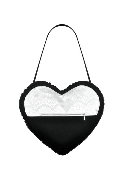 Schwarz/Weiße Handtasche Malice In Love Hand Bag in Herzform von Dark In Love