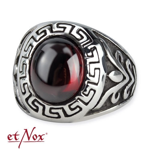 Edelstahlring Meander Crystal Ring mit Stein von etNox