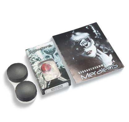 Rote Kontaktlinsen mit schwarzem Rand mit starker Deckkraft, ideal für Cosplay-Kostüme, sowie Halloween.