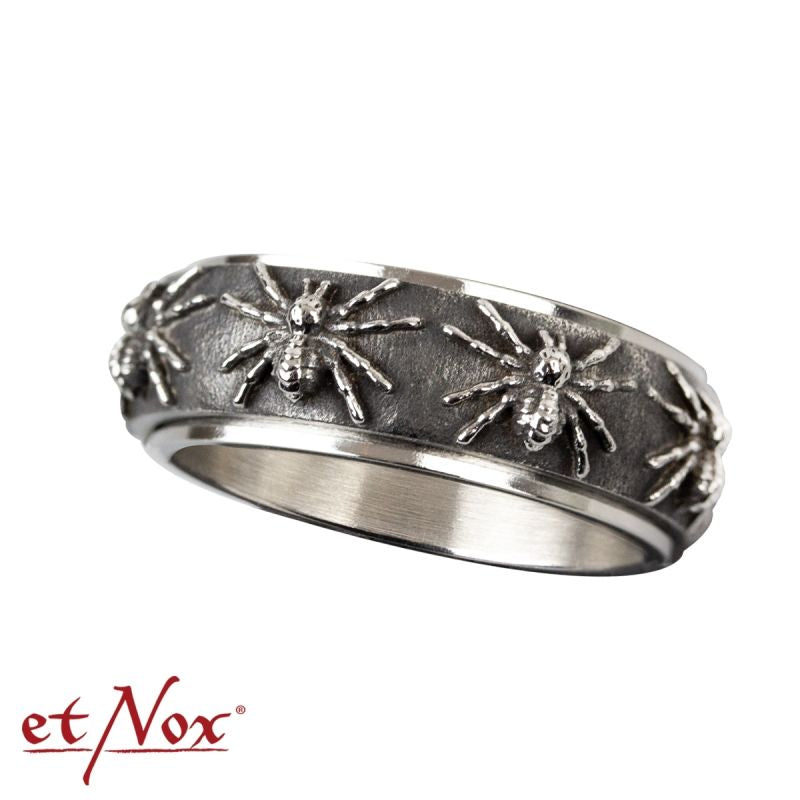 Edelstahlring Moving Spiders Ring mit Spinnen Design von etNox