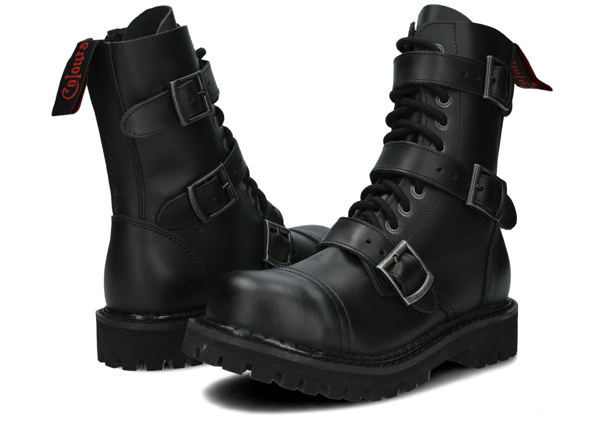 10 Loch 3 Buckles Black Colours Boots