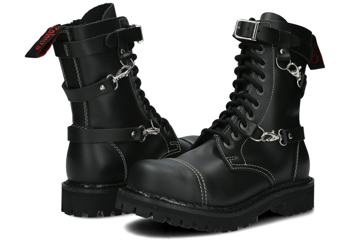 10 Loch 3 Straps Black Colours Boots