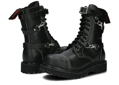 10 Loch 3 Straps Black Colours Boots