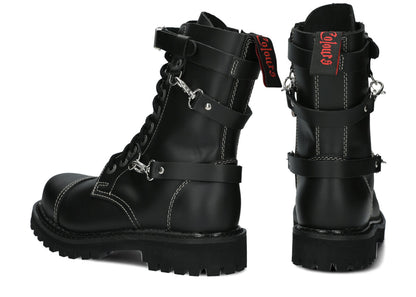 10 Loch 3 Straps Black Colours Boots