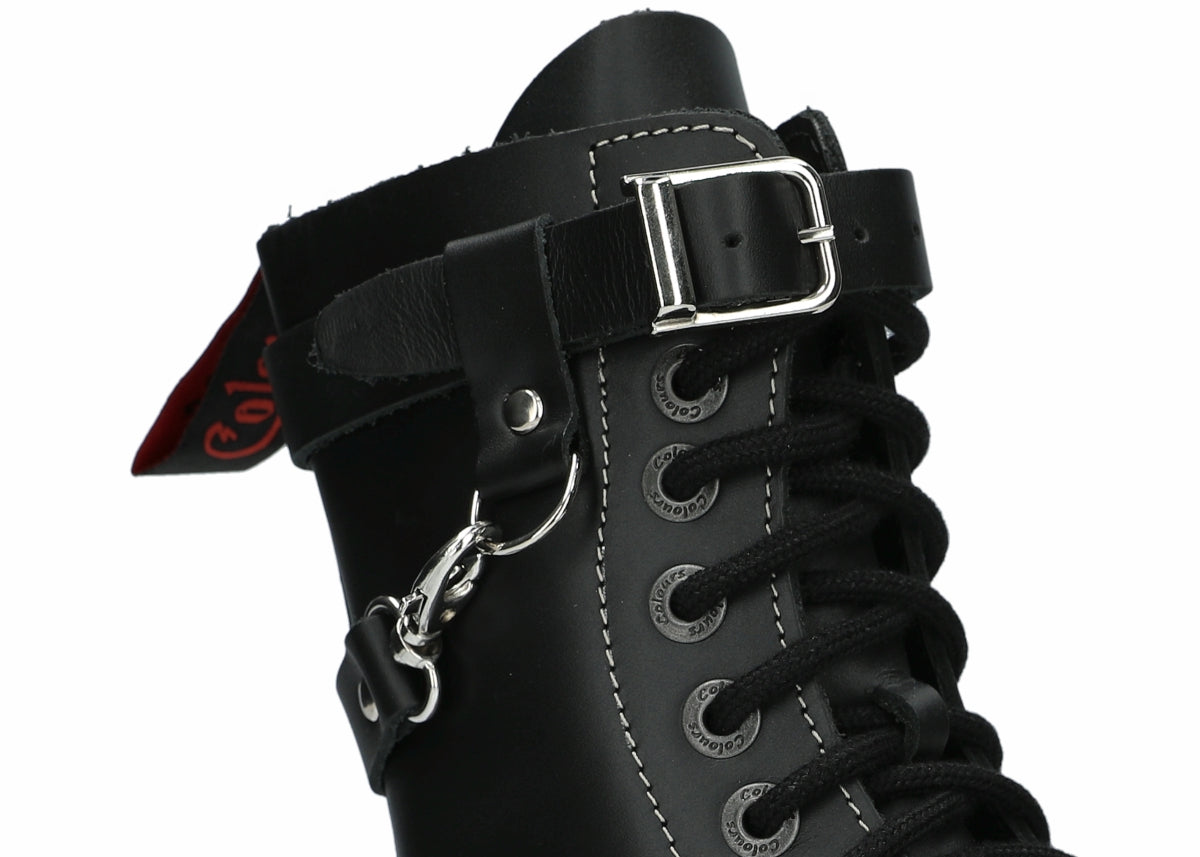 10 Loch 3 Straps Black Colours Boots