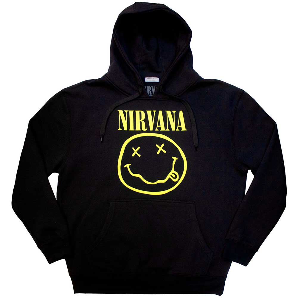 Lizensierter Pullover Nirvana Yellow Happy Face Band-Hoodie