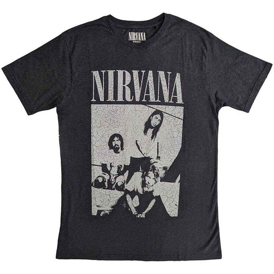 Lizensiertes Nirvana Sitting (Distressed) Bandshirt mit abstraktem Bandprint