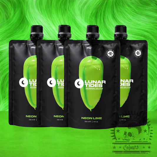 Vier semi-permanente UV-Haartönungen 4er-Sparset Neon Lime in dem Farbton Neongrün von Lunar Tides