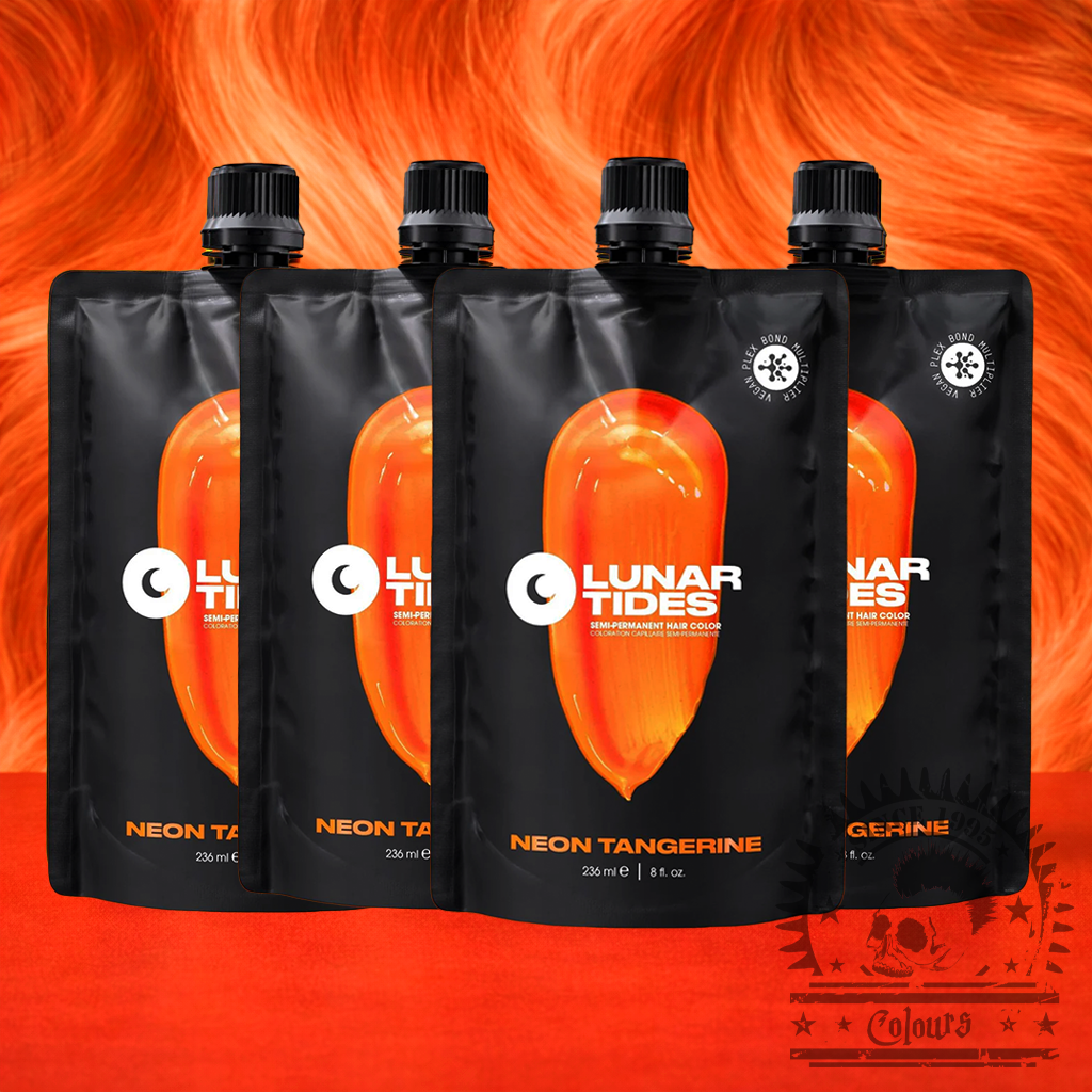 Vier semi-permanente UV-Haartönungen 4er-Sparset Neon Tangerine in dem Farbton Neonorange von Lunar Tides