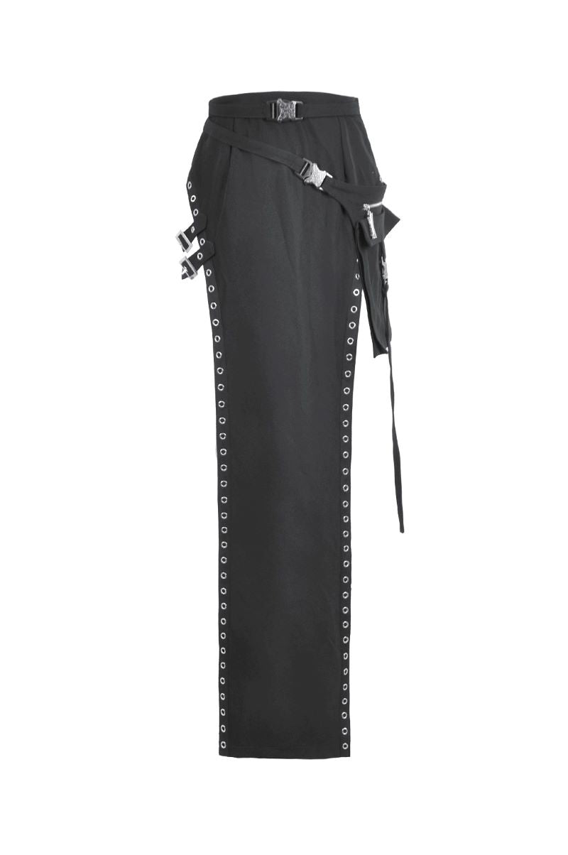 Schwarzer Rock Nerve Split Skirt mit Zierösen von Dark In Love