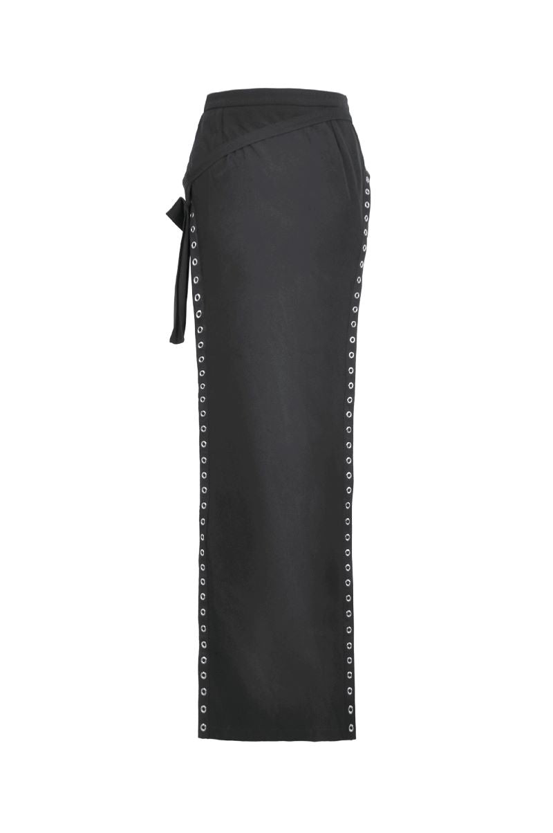 Schwarzer Rock Nerve Split Skirt mit Zierösen von Dark In Love