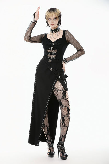 Schwarzes Shirt Noi Mesh top mit Netzelementen von Dark In Love