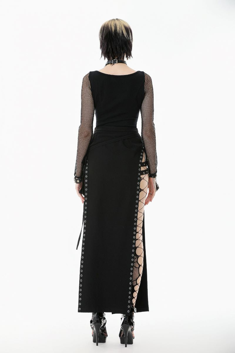 Schwarzes Shirt Noi Mesh top mit Netzelementen von Dark In Love