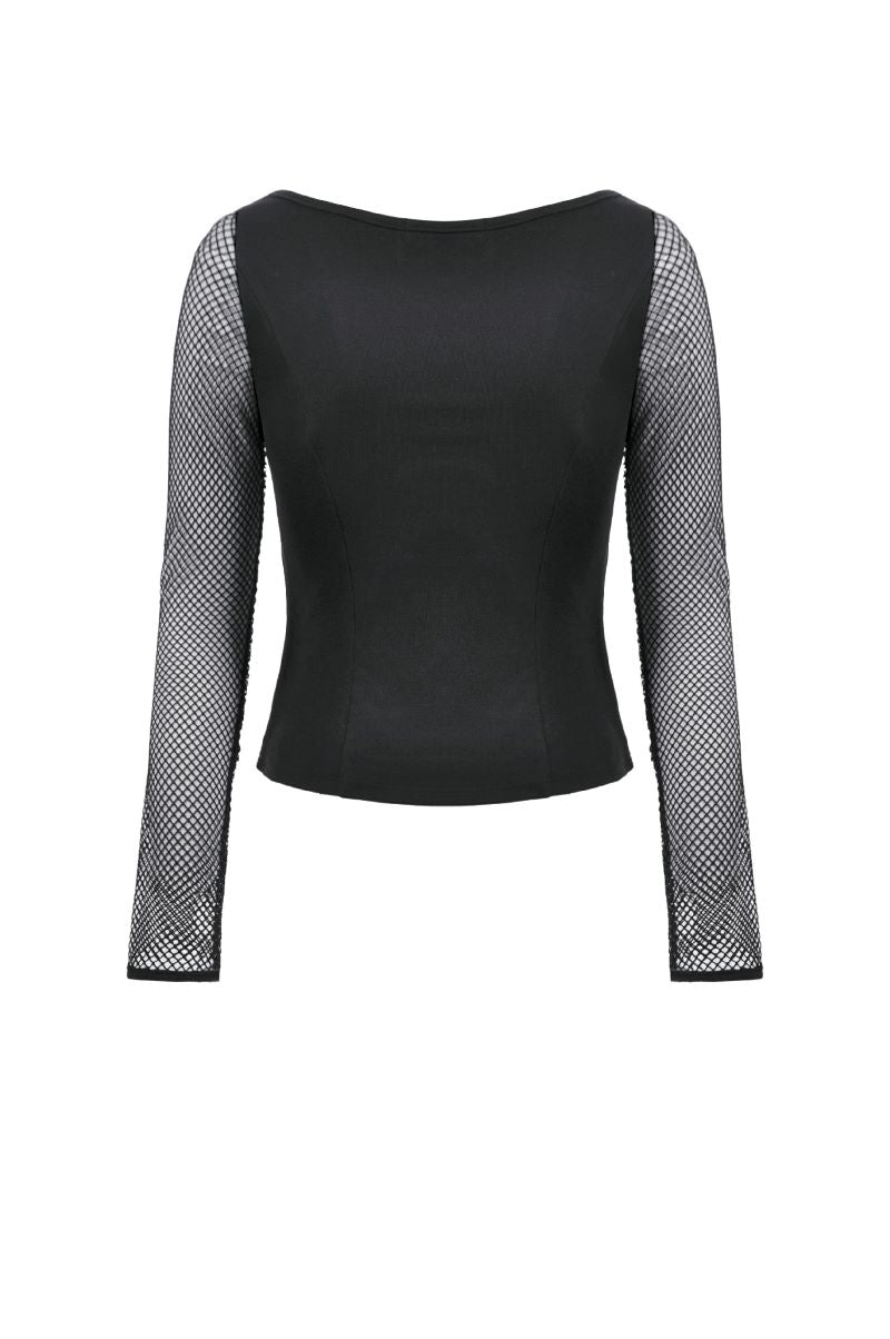 Schwarzes Shirt Noi Mesh top mit Netzelementen von Dark In Love