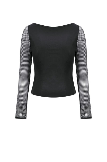 Schwarzes Shirt Noi Mesh top mit Netzelementen von Dark In Love
