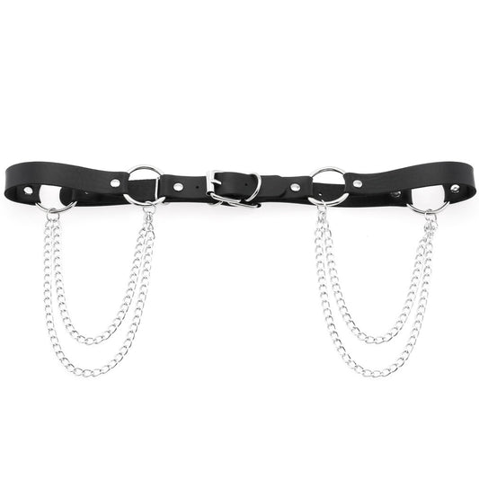 Breiter Taillengürtel DOUBLE CHAIN BELT mit Ketten und O-Ringen von Moon Attic