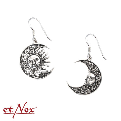 Silberne Ohrringe Sonne und Mond 925 Silber von etNox