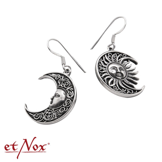 Silberne Ohrringe Sonne und Mond 925 Silber von etNox