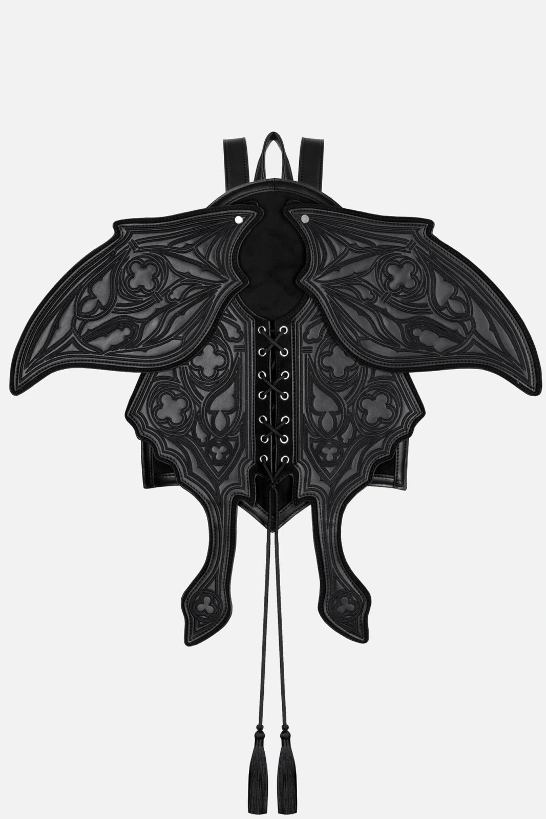 Schwarzer Rucksack OBSIDIAN MOTH BACKPACK mit beweglichen Mottenflügeln von Restyle