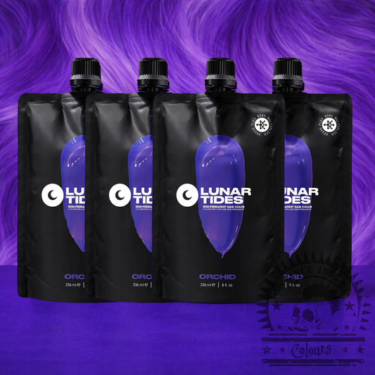 Vier semi-permanente Haartönungen 4er-Sparset Orchid Purple in dem Farbton Lila mit blauen Untertönen von Lunar Tides