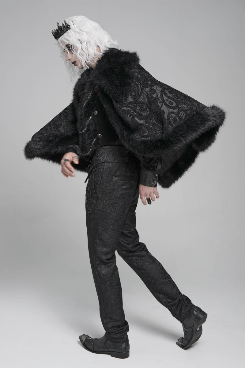 Kurze Umhangjacke Obsidian Sovereign Capelet Jacket&nbsp;mit Kunstfell von Devil Fashion