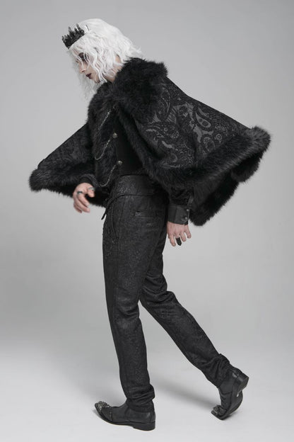 Kurze Umhangjacke Obsidian Sovereign Capelet Jacket&nbsp;mit Kunstfell von Devil Fashion