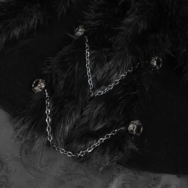 Kurze Umhangjacke Obsidian Sovereign Capelet Jacket&nbsp;mit Kunstfell von Devil Fashion