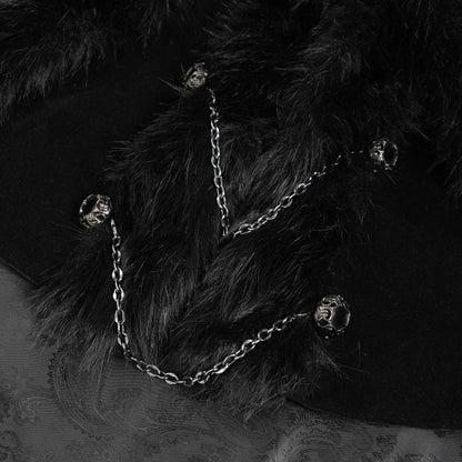 Kurze Umhangjacke Obsidian Sovereign Capelet Jacket&nbsp;mit Kunstfell von Devil Fashion