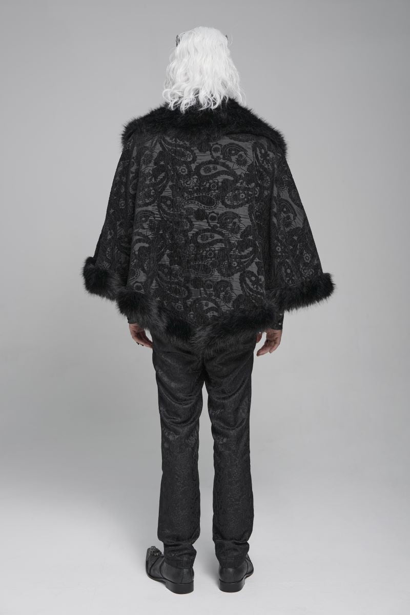 Kurze Umhangjacke Obsidian Sovereign Capelet Jacket&nbsp;mit Kunstfell von Devil Fashion